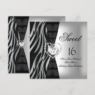Convite Doce 16 Aniversário de Dezesseis Anos Festa Zebra