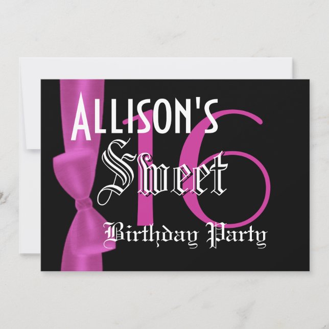 Convite Doce 16 Aniversário Faux Fuchsia Arco Rosa (Frente)