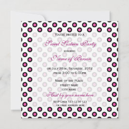 Convite Doce 16 aniversários, bolinhas rosa