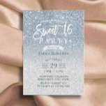 Convite Doce 16 Azul moderno poeirento e prata<br><div class="desc">Doce 16 Convites de Aniversário Modernos de Azul e Silver Dusty</div>