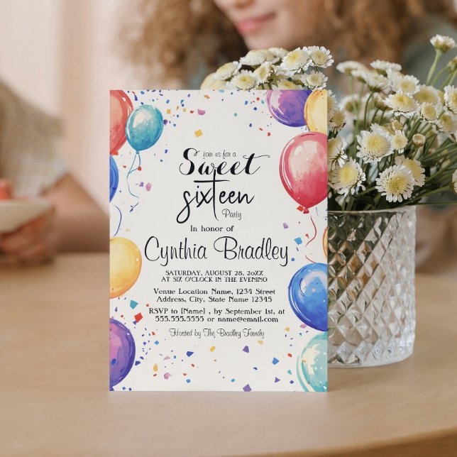 Convite Doce 16 Balões de Festa de aniversário I (Criador carregado)