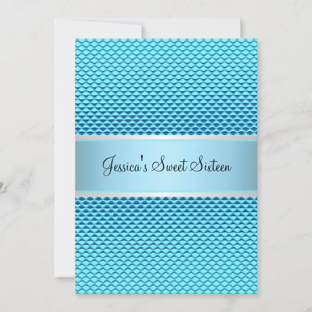 Convite Doce 16 Birthday Glam Blue Glitter Party (Frente)