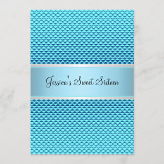 Convite Doce 16 Birthday Glam Blue Glitter Party