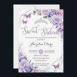 Convite Doce 16 Borboletas Florais Roxas 16º Aniversário<br><div class="desc">Personalize este adorável convite de 16 de aniversário com uma redação própria,  fácil e rapidamente,  basta pressionar o botão personalizá-lo para reorganizar e formatar o estilo e a colocação do texto. Itens correspondentes disponíveis no repositório! c) O Feliz Cat Studio</div>
