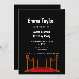 Convite Doce 16 Carpete Vermelho Hollywood Confetti Aniver