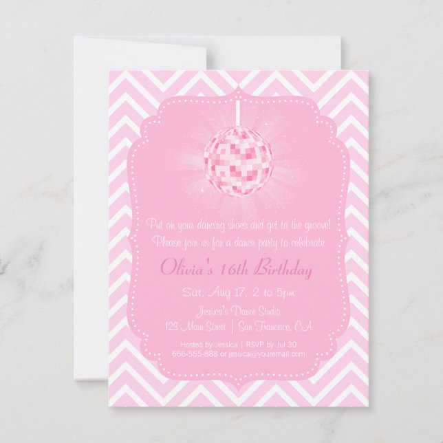 Convite Doce 16 Chevron - Festa de aniversário de dança (Frente)