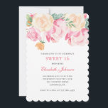 Convite Doce 16 convite. Flores cor-de-rosa 16 anos<br><div class="desc">Entre em contato comigo,  por favor,  se precisar de itens adicionais.</div>