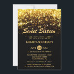 Convite Doce 16 Dezesseis Brilhantes Douradas de Aniversár<br><div class="desc">Crie seu convite perfeito com este modelo pré-projetado, você pode personalizá-lo facilmente para ser exclusivamente seu. Para mais personalização, clique no link "personalizar mais" e use nossa ferramenta de design fácil de usar para modificar este modelo. Se você preferir papéis mais espessos / Término da Matriz, talvez considere escolher o...</div>