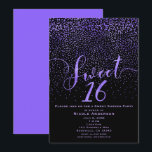 Convite DOCE 16 Dezesseis Confetti Moderno Roxo e Preto<br><div class="desc">DOCE 16 Confetti,  16 Confetti,  Purple e Black Invtions.</div>