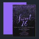 Convite DOCE 16 Dezesseis Confetti Moderno Roxo e Preto<br><div class="desc">DOCE 16 Confetti,  16 Confetti,  Purple e Black Invtions.</div>