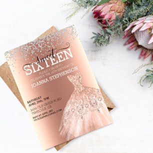 Convite Doce 16 Dezesseis Diamantes de Vestido de Festa de