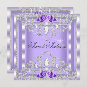 Convite Doce 16 Dezesseis Festa de Diamante de Prata Roxo