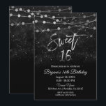 Convite Doce 16 Dezesseis Luzes de Brilho Preto e Prata<br><div class="desc">Festa de Doce 16 Dezesseis Luzes de Brilho Preto e Prata</div>