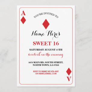 Convite Doce 16 Diamantes Jogando Cartaz de Vegas Ace