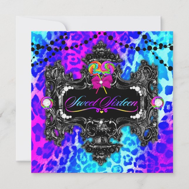 Convite Doce 16 do leopardo do país das maravilhas de 311 (Frente)