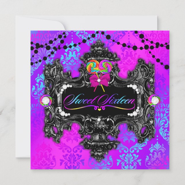 Convite Doce 16 do país das maravilhas de 311 doces (Frente)