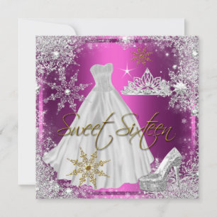 Convite Doce 16 Doce 6 Elite Dourada Rosa Rosa