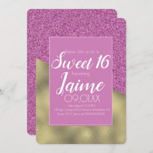 Convite Doce 16 Dourados e Glitter Rainbow Invitation