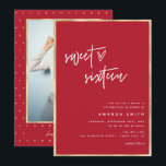 Convite Doce 16 Escrituras Modernas de Vermelho Vermelho A<br><div class="desc">Doce 16 Script Moderno Faux Gold Foil Red Birthday Convite Mensagem-me para qualquer ajuste necessário</div>