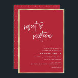 Convite Doce 16 Escrituras Modernas de Vermelho Vermelho A<br><div class="desc">Doce 16 Script Moderno Faux Gold Foil Red Birthday Convite Mensagem-me para qualquer ajuste necessário</div>