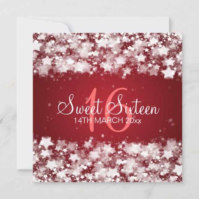 Convite Doce 16 Estrelas do Partido Vermelho (Frente)