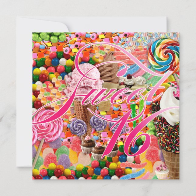 Convite Doce, 16 Festa, Convidado Rosa (Frente)