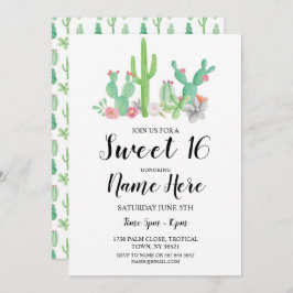 Convite Doce 16 Festa de aniversário Cactus Cactos
