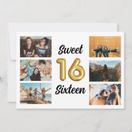 Convite Doce 16 Festa de aniversário de Colagem de Fotos