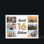Convite Doce 16 Festa de aniversário de Colagem de Fotos<br><div class="desc">Perfeito para uma doce celebração de 16 anos - este convite de aniversário de balões de ouro número 16 apresenta uma colagem de seis fotos "doce dezesseis" na fonte. Adicione os detalhes da sua festa às costas e envie cartas para a família e amigos, pedindo-lhes que se juntem a vocês...</div>