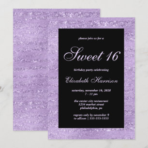 Convite Doce 16 Festa de aniversário de Shimmer Roxo Eleg