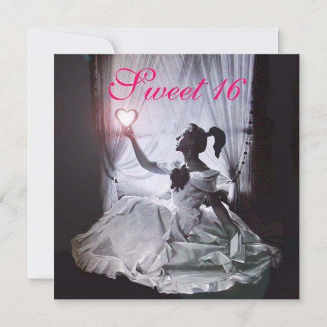 CONVITE DOCE 16 FESTA DE ANIVERSÁRIO, PINK FUCHSIA PRETO (Frente)