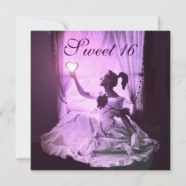 CONVITE DOCE 16 FESTA DE ANIVERSÁRIO, PINK PURPLE PRETO DA (Frente)