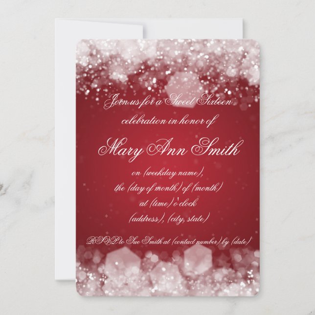 Convite Doce 16 Festa Despertando Noite 2 Vermelho (Frente)