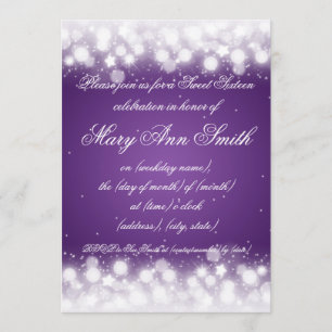 Convite Doce 16 Festa Magic Sparkle Roxo