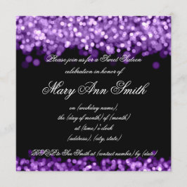 Convite Doce 16 Festa Shimmering Luzes Roxas