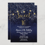 Convite Doce 16 Festa Starry Night Blue Sparkle Sky<br><div class="desc">Personalize os dois lados da maneira que quiser,  para qualquer evento.</div>