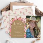 Convite Doce 16 Flores Selvagens de Aniversário Foto Flora<br><div class="desc">Celebre em estilo com este doce e personalizável convite 16! Apresenta flores primavera, desenhadas à mão, em lindas tonalidades cor-de-rosa contra um fundo neutro. Perfeito por adicionar um toque de elegância e elegância, este design convida convidados para uma bela festa de aniversário. Personalize-o com sua foto e detalhes para um...</div>