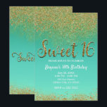 Convite Doce 16 Glitter Dourado e Festa de aniversário de<br><div class="desc">Doce 16 Convites de festas de aniversários Dourados Luminter & Teal.</div>