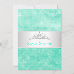 Convite Doce 16 Glitter Verde Jewel Tiara Partido 16
