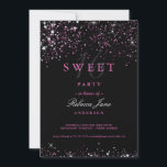 Convite Doce 16 Lista de Brilhantes Rosa Preta<br><div class="desc">Coleção de correspondência na Loja Little Bayleigh!</div>
