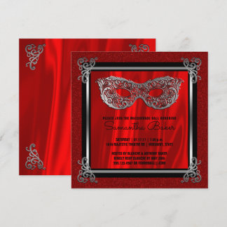 Convite Doce 16 Mascarada | Red Sweet Sesseis Birthday