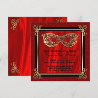 Convite Doce 16 Mascarada | Red Sweet Sesseis Birthday
