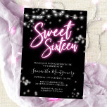 Convite Doce 16 Noivado, Festa Tão Rosa Quente Neon<br><div class="desc">Celebre seu dia especial com nossos 16 designs! Nosso design inspirado em neon fará uma declaração com seus tons de rosa e preto. É a maneira perfeita de dizer a todos que você está fazendo 16 anos!</div>