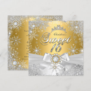 Convite Doce 16 Ouro Prata Princesa Terra de Inverno Marav