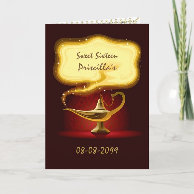 Convite Doce 16 partidos árabe, marroquino, 4 rostos, 5x7 (Frente)