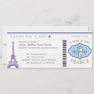 Convite Doce 16 Passagem de Aniversário para Paris