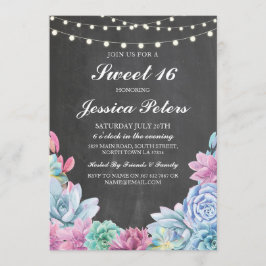 Convite Doce 16 Pastéis de Aniversário Convidam Rustic