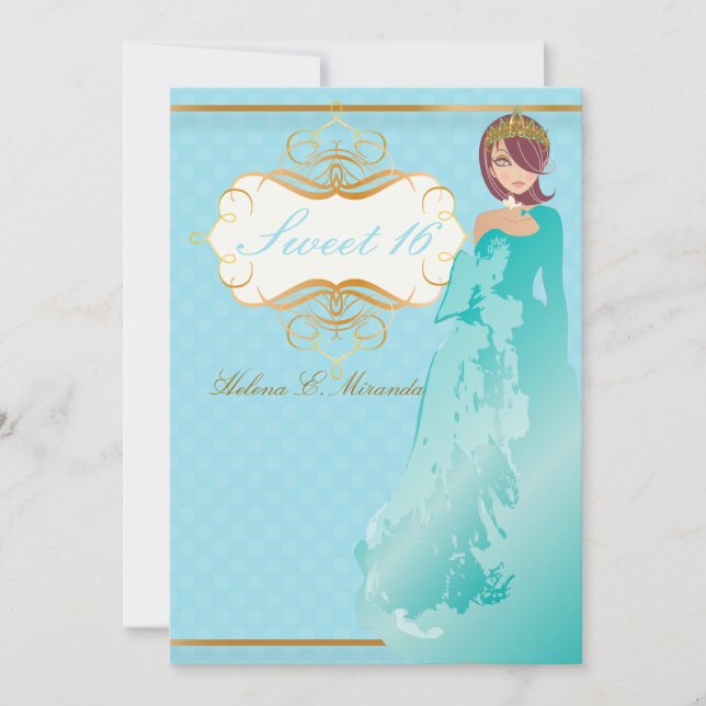 Convite Doce 16/ princesa/bolinhas (Frente)