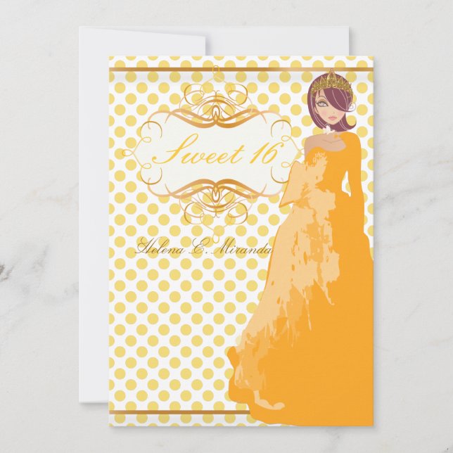 Convite Doce 16/ princesa/bolinhas (Frente)