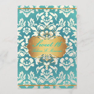 Convite Doce 16/ princesa/damasco de pérola/teta